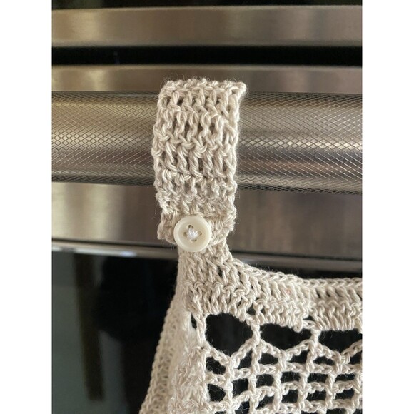 Cute Kitties Handmade Crochet Grey Short Curtain Valance Panels 100% Cotton - Picture 7 of 7